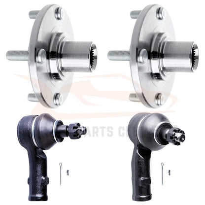 2 Tie Rod Ends and 2 Wheel Hub Assemblies for Ford Focus (2000-2006)
