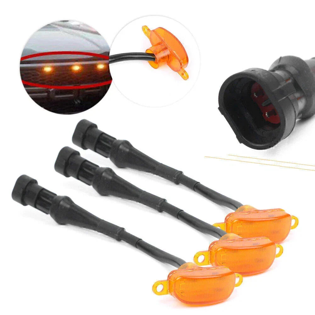 Set of 3 Amber Front Grille Lights for Ford F150 2004-2017