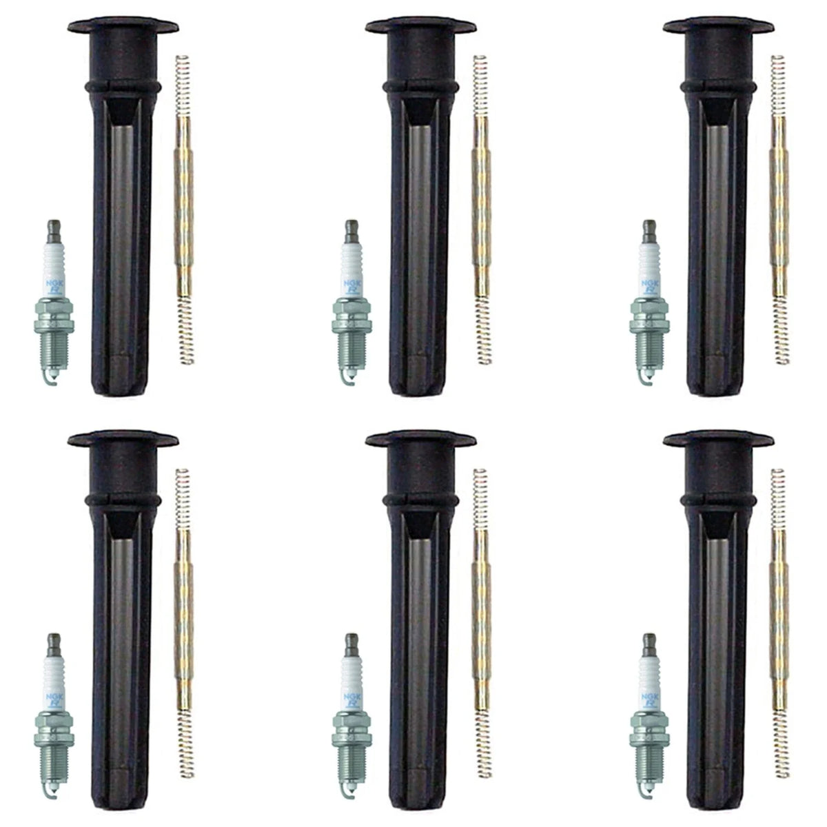 NGK 6 Laser Platinum Spark Plugs & Denso Coil Boots Kit for Chrysler 300 (1999–2004)