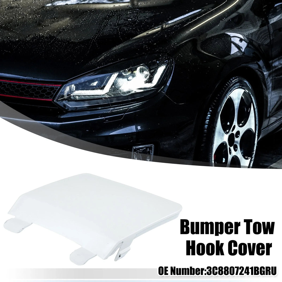 Tow Hook Cover for Volkswagen (2010–2019) - Front Bumper Eye Hole, White