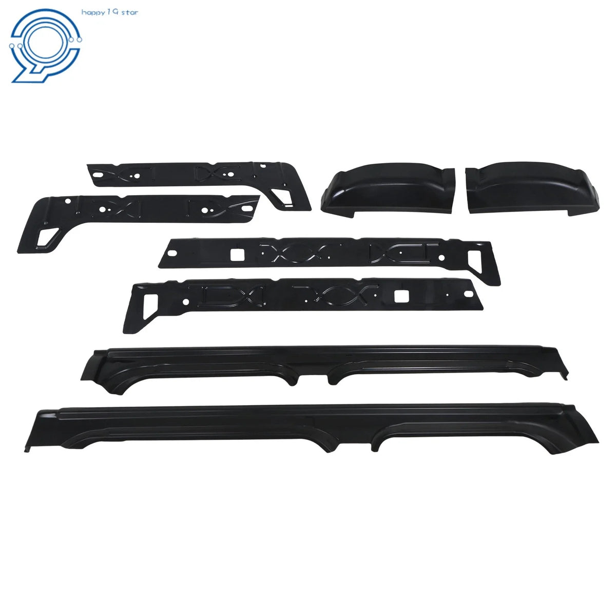 Set of 8 Black Rocker Panels for Silverado Sierra 1500 Crew Cab 1999-2007