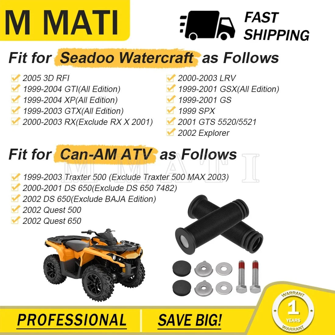 Handlebar Grip Kit for GTX GTI XP SeaDoo 1999–2004 295500691