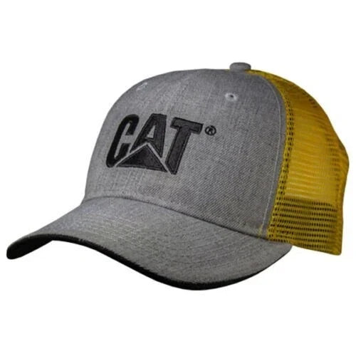 Caterpillar Grey Wool Snapback Mesh Cap/Hat for CAT Equipment