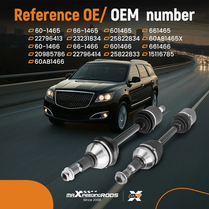Pair Front CV Axle Shaft for GMC Acadia Chevrolet Traverse Buick Enclave (2007–2017)