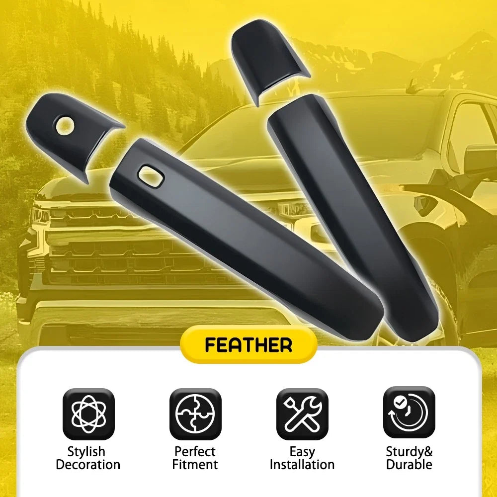 4-Piece Matte Black Door Handle Covers for Chevy Silverado 1500 (2019-2025)