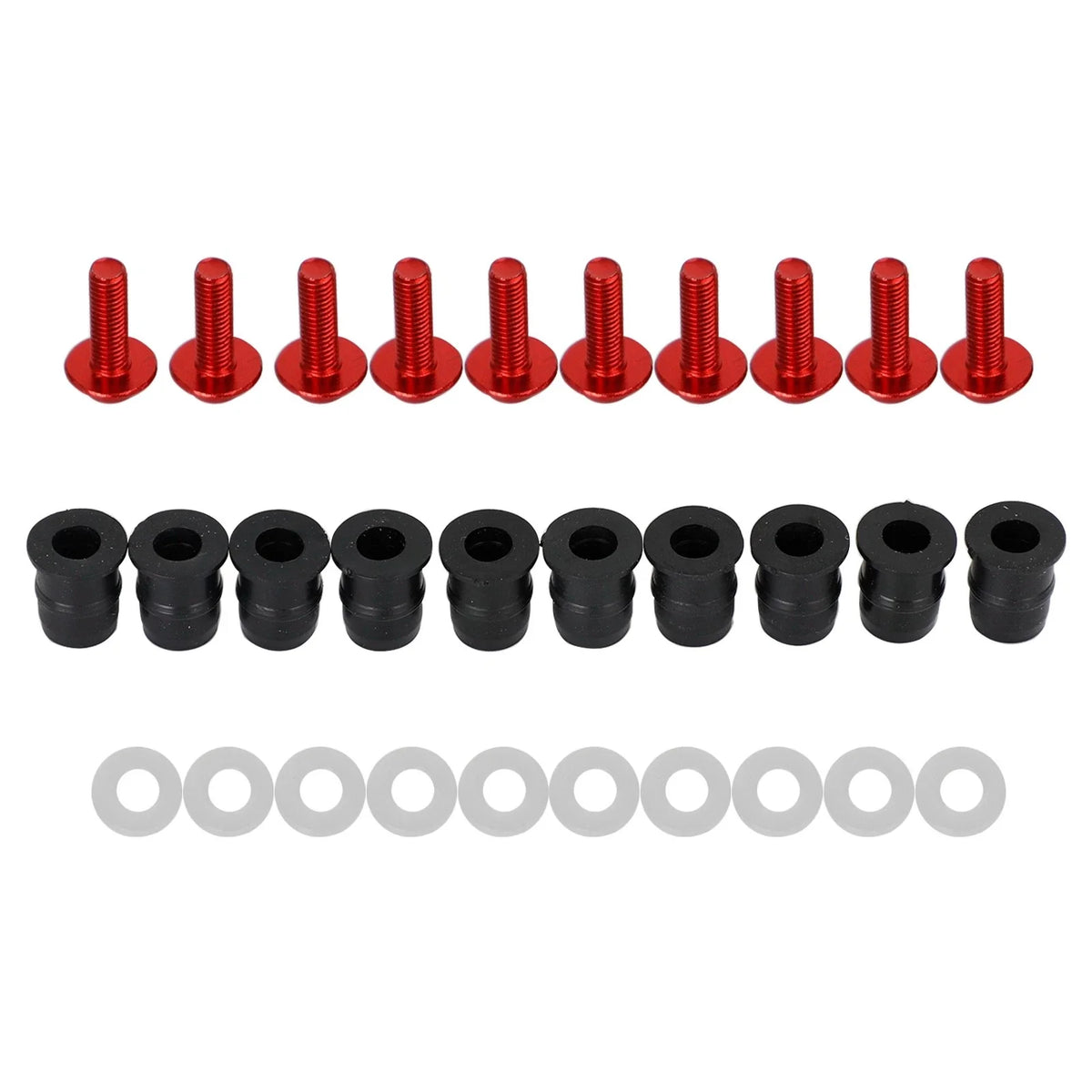 10 Pack Wind Screen Shield Kit for Motorcycle (M5x16mm Screw Bolt Washers)