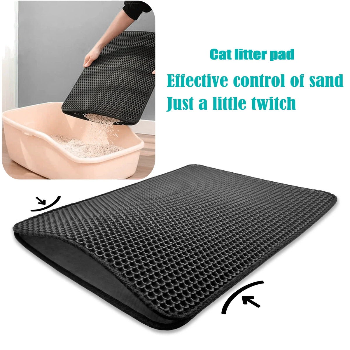 Double Layer Rubber Litter Mat for Black Cat (65X55)