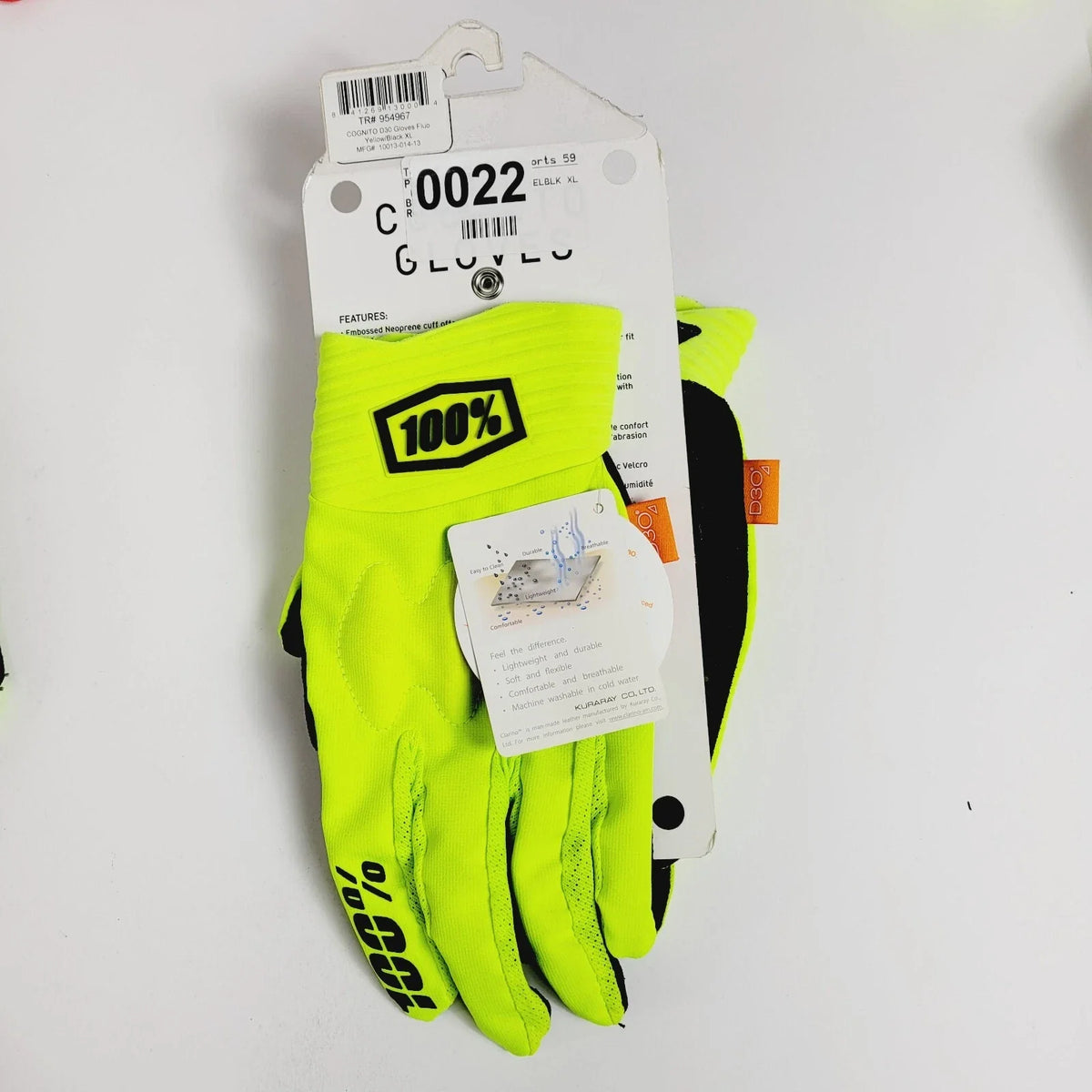 Fluorescent Yellow/Black Full Finger Gloves for Men, Size XL