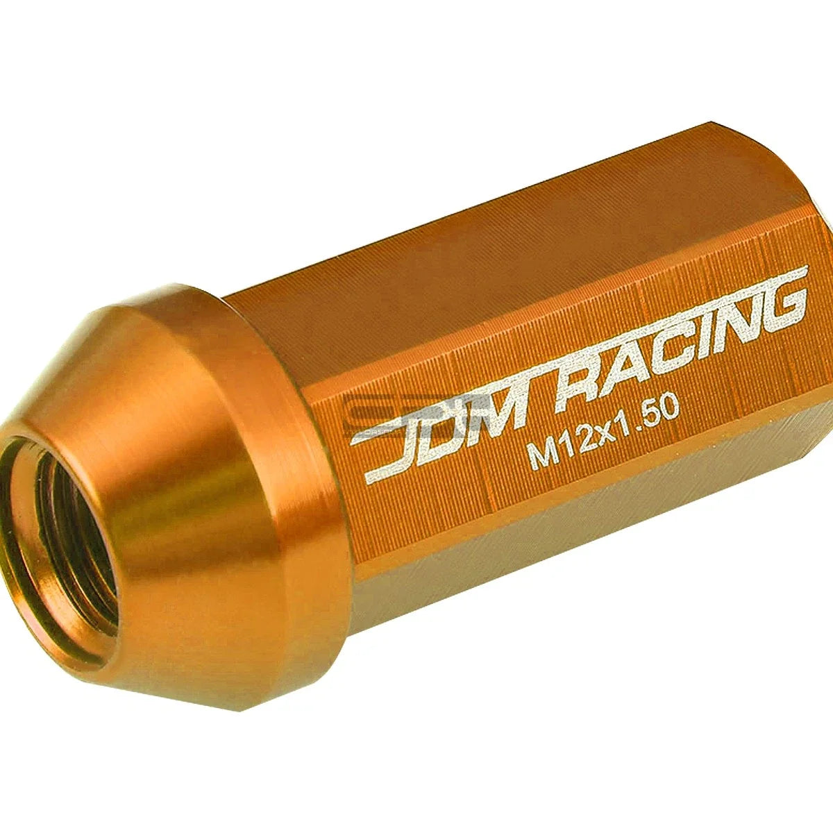 20 PC Closed End M12x1.5 50mm Tall Orange Aluminum Lug Nuts + Adapter