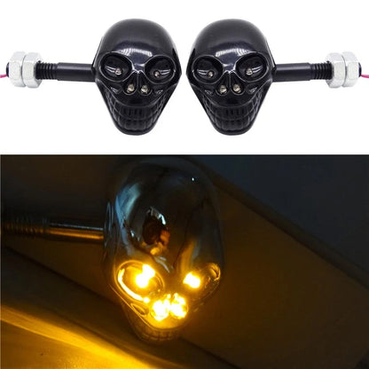 Motorcycle Turn Signal Indicators Skull Design 2X LED 12V