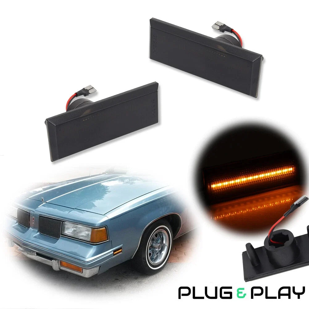 2X Smoked Amber Front Side Marker Lights for Oldsmobile Cutlass 442 (1981–1988)