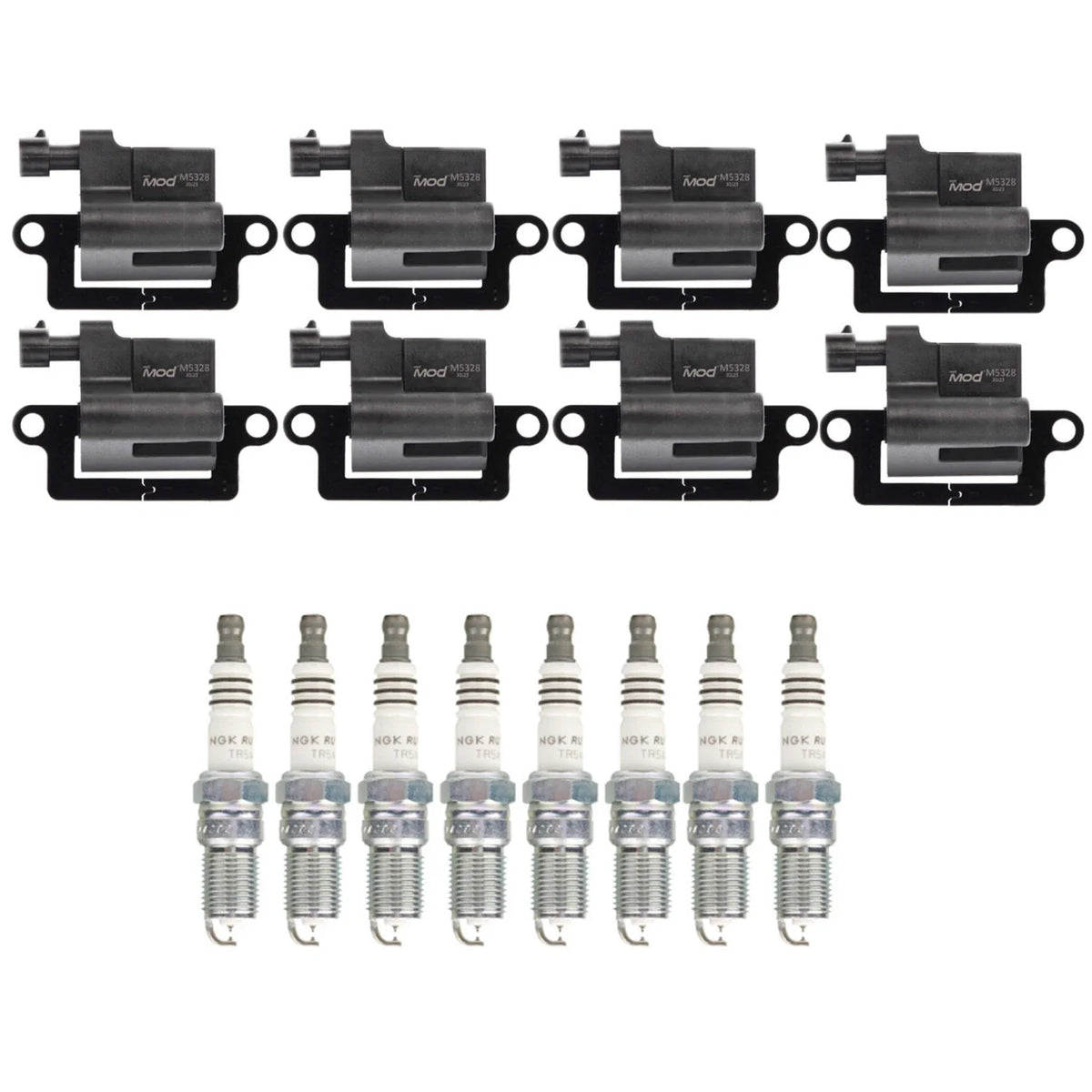 NGK 8 MOD Ignition Coils & Ruthenium HX Spark Plugs for Chevy GMC Hummer (V8)