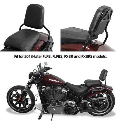 Black Sissy Bar Passenger Backrest Pad for Harley Fat Boy 2018-2025