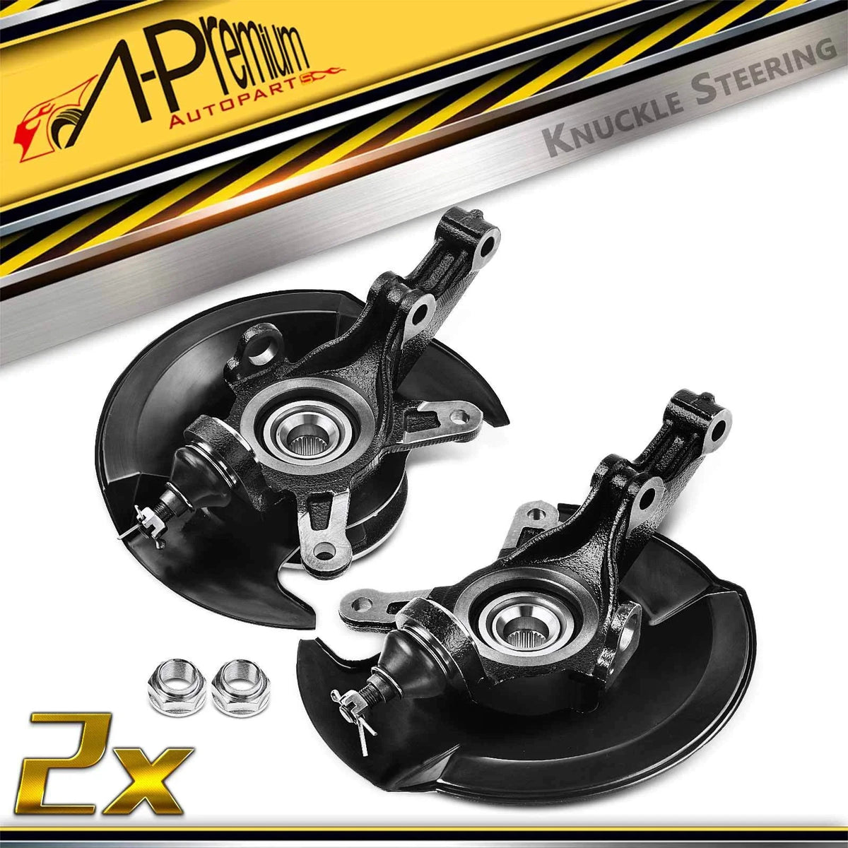 Pair Front Steering Knuckle & Hub Bearing for Honda Civic (2001–2002)