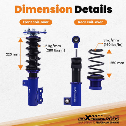 Coilovers Kit Adjustable Height for 1.6L Hyundai Veloster (2012–2017)