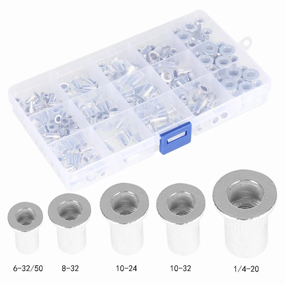 Aluminum Rivet Nut Kit - 150 Pieces for Standard Inch SAE