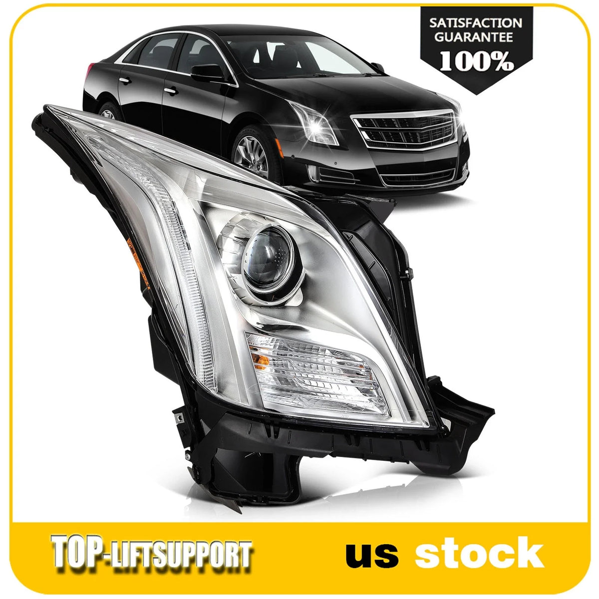 Right Side Headlight Assembly for Cadillac XTS (2013–2017) Chrome Housing