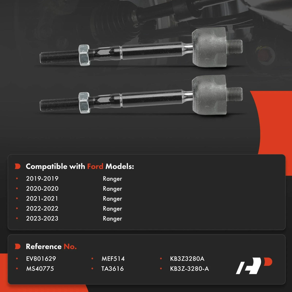 Set of 2 Front Inner Tie Rod Ends for 2019-2023 Ford Ranger