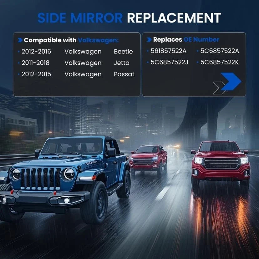 Right Side Heated Mirror Replacement for VW Passat Jetta Beetle (2011–2018)