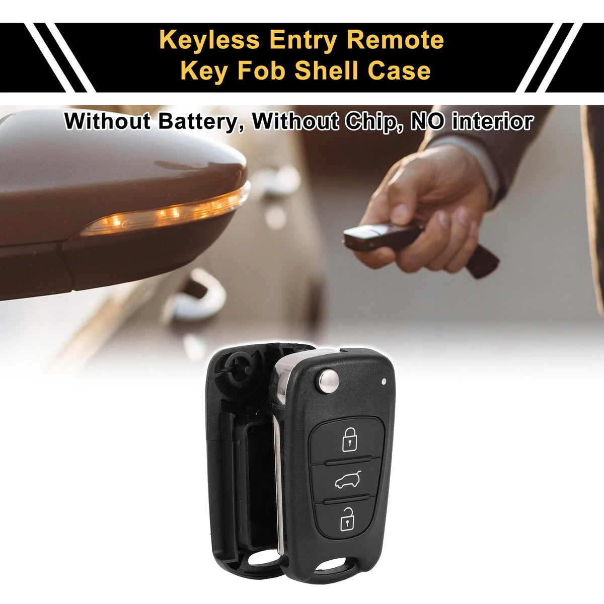 3 Button Key Fob Shell Case for Kia Rio (2012) - Black