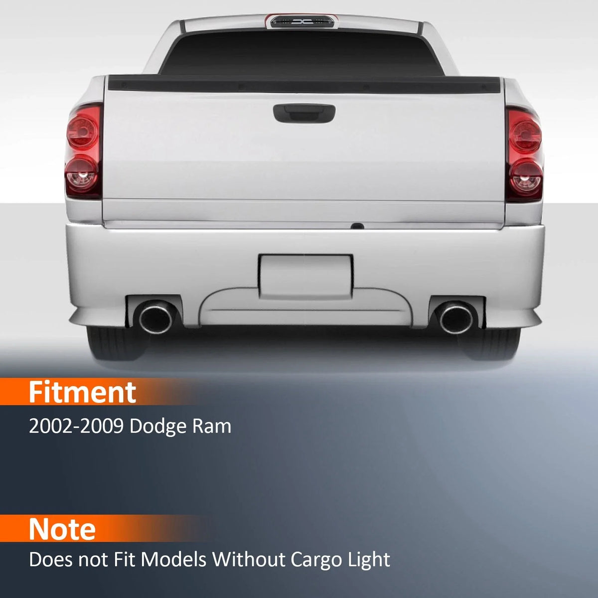 Clear Lens 3rd Brake Light for Dodge Ram (2002–2009) with Black Housing