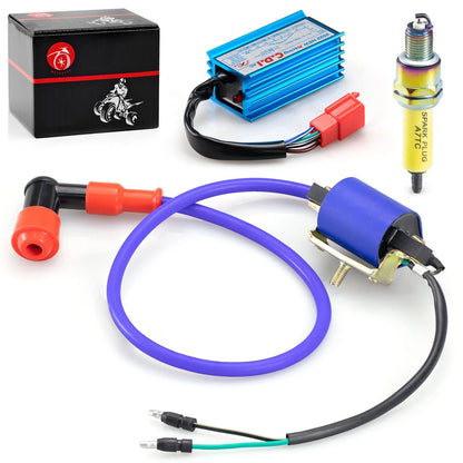 5Pin AC CDI Ignition Coil & 10mm Spark Plug for 70cc 90cc 110cc ATV