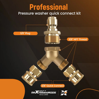 Pressure Washer Tee Splitter Coupler 3/8" for Universal Use