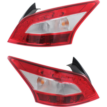 Halogen Tail Light Set for Nissan Maxima (2009–2011) Clear/Red w/ Bulbs 2Pcs