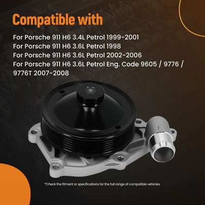 Coolant Pump for Porsche 911 H6 3.4L 3.8L (1999–2008) 99610601155