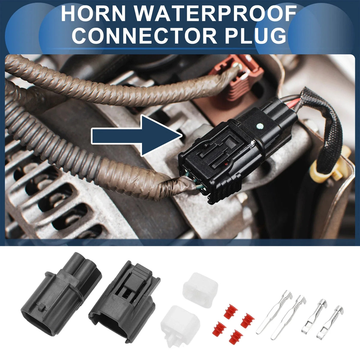 2 Pin Waterproof Horn Connector Plug for Honda (1 Set)