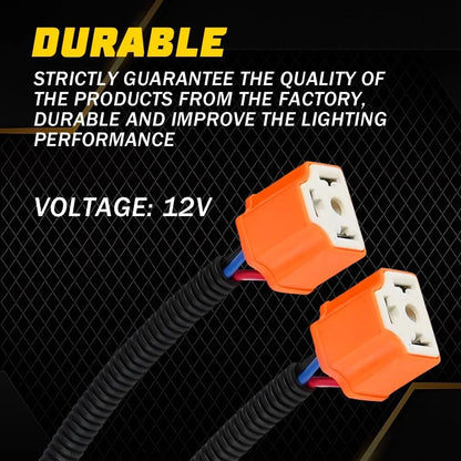 Ceramic Pigtail Harness H4 Female for Head Light Bulb Plug - 2 Pack