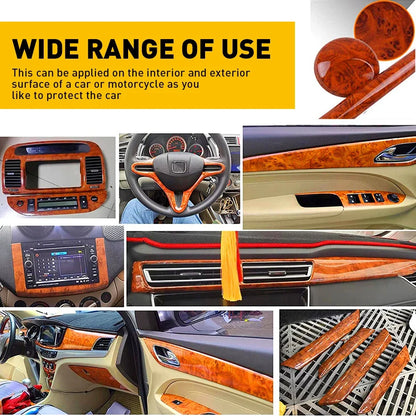 Universal Fit Wood Grain Glossy Vinyl Wrap for Vehicle Interior
