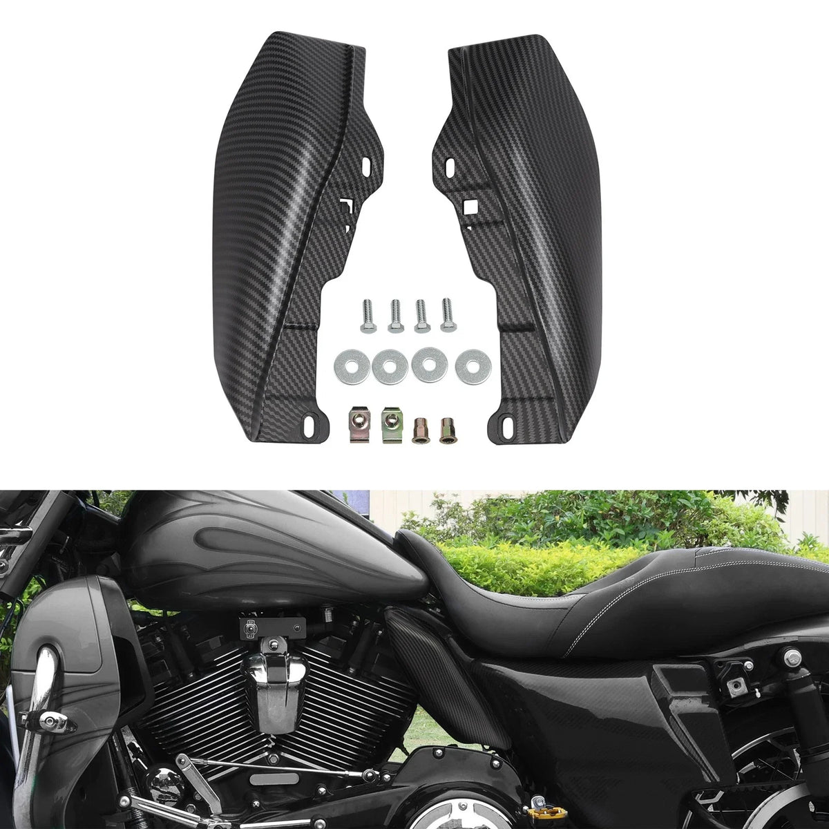 Carbon Fiber Matte Black Mid-Frame Air Deflector for Harley Touring (2009–2023)