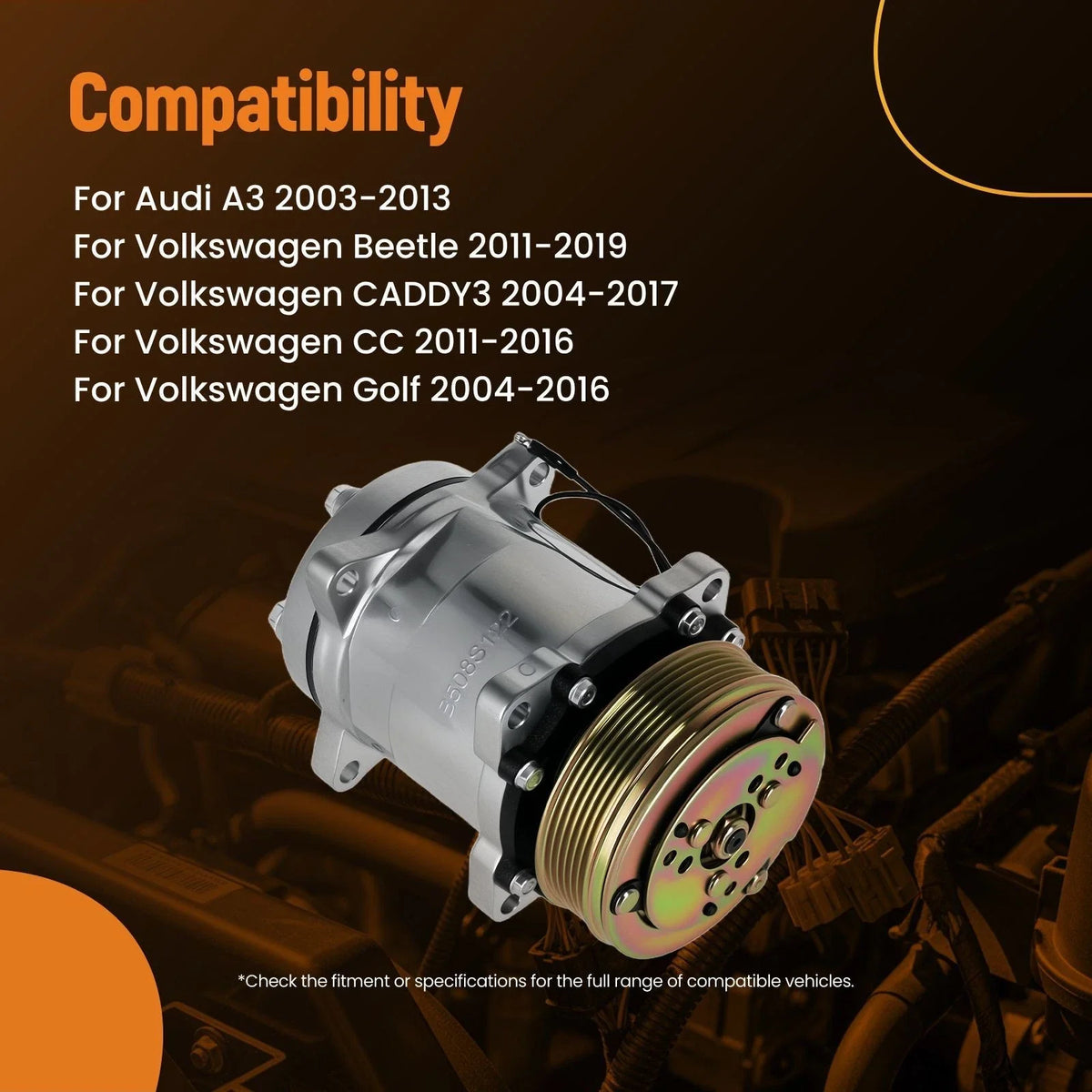 PXE16 A/C Compressor for VW Passat Golf Jetta 2004–2017 1K0820803N