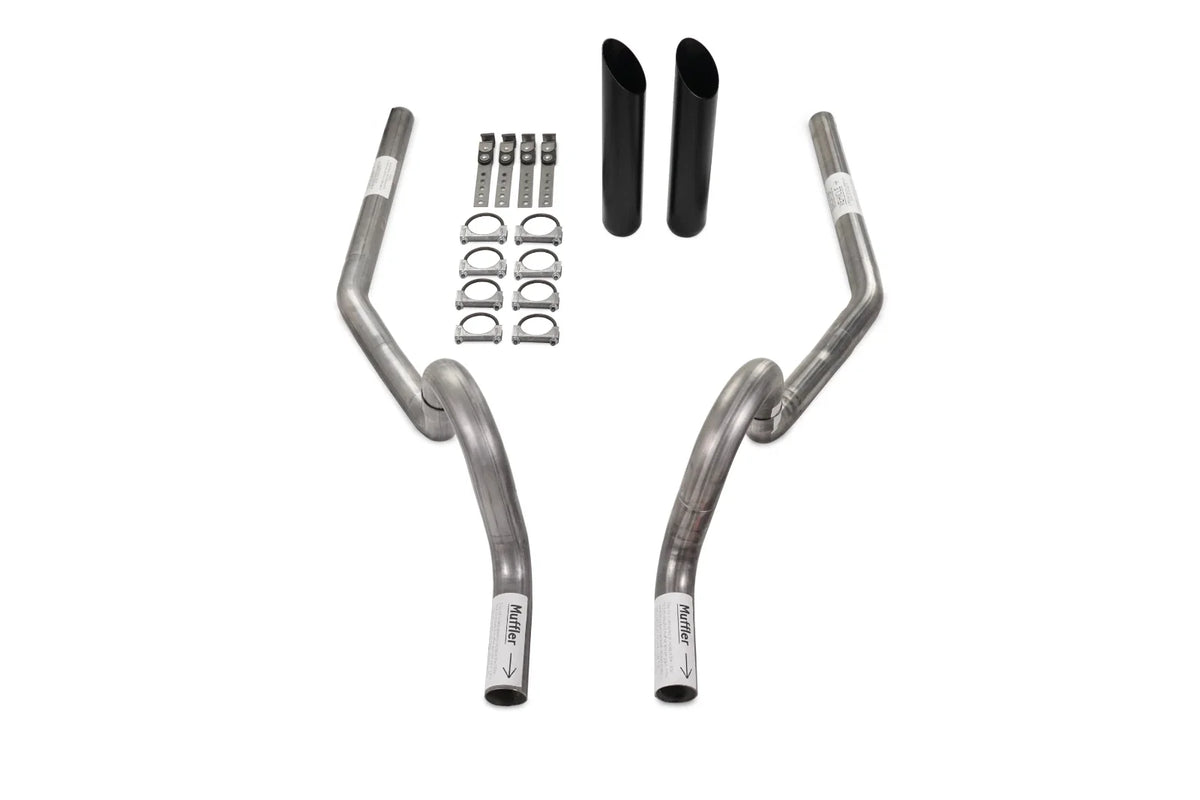 2.5" Dual Exhaust Kit for GM A Body (1964–1972) Rear Exit Black Tip