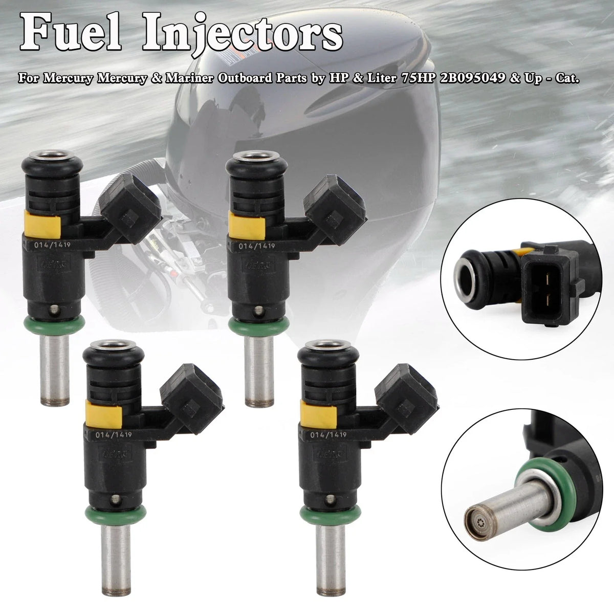 Set of 4 Fuel Injectors for Mercury 150HP Outboard Motor (4-Stroke)