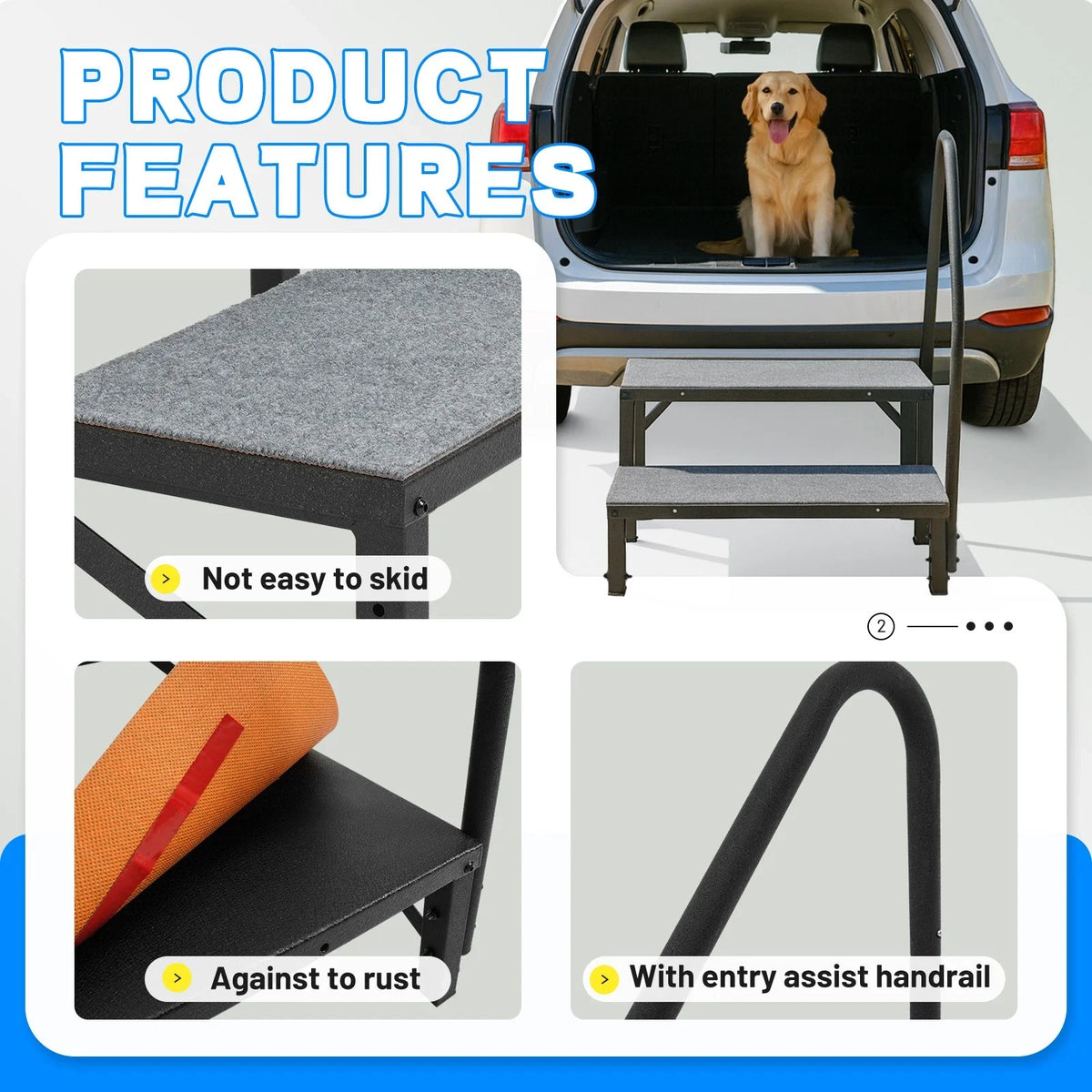 660 lbs Capacity 2 Steps Ladder for Travel Camper RV