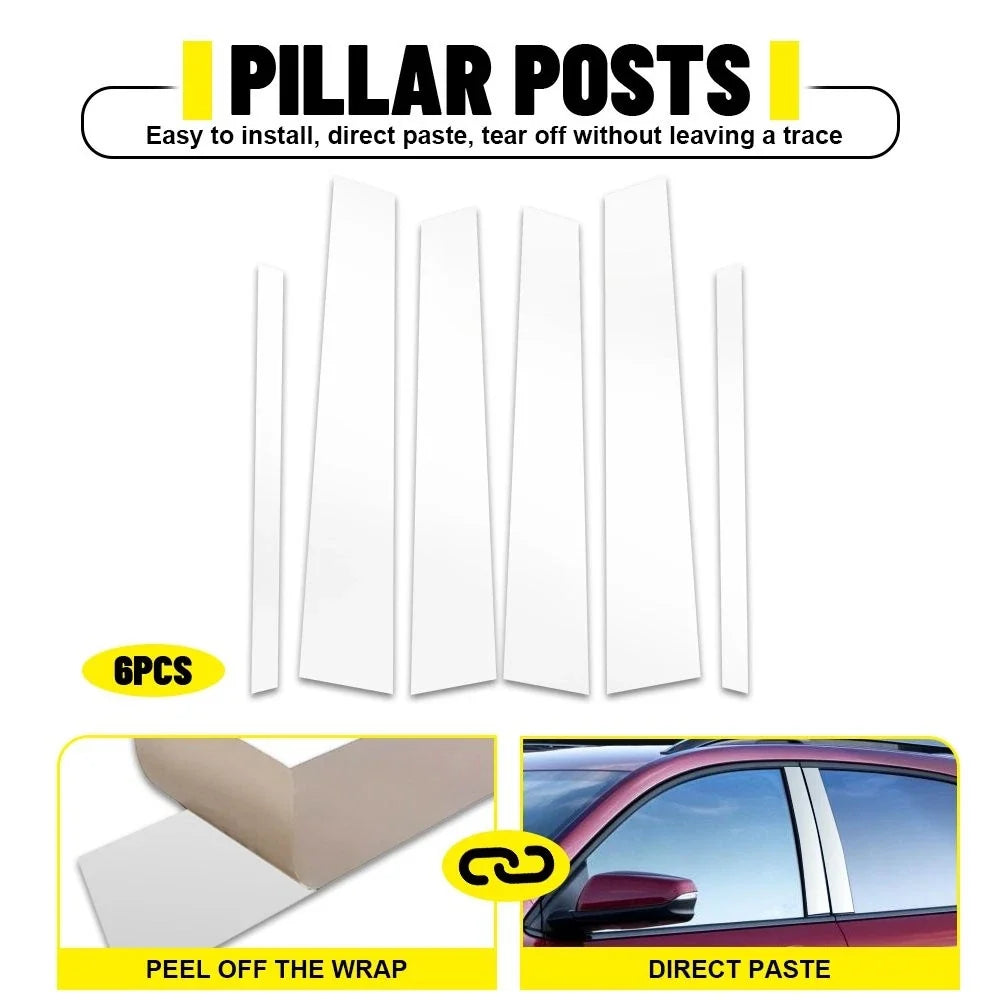 Set of 6 Chrome Window Door Trim Pillar Post for Infiniti G35 G37 (2002–2013)