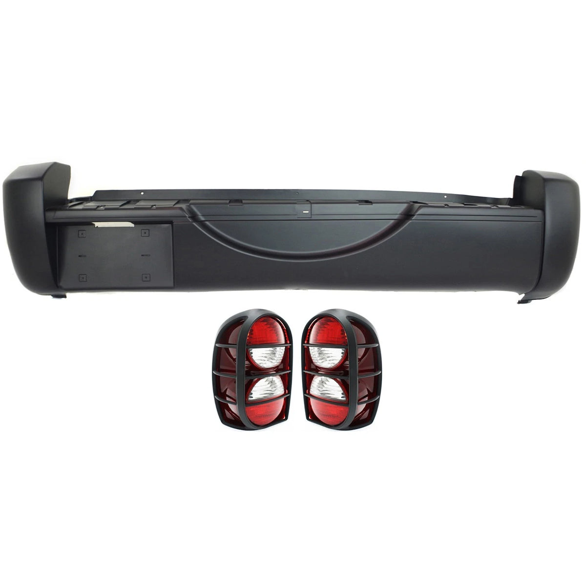 Tail Light Kit for Jeep Liberty (2005–2007) Left & Right Clear/Red Halogen