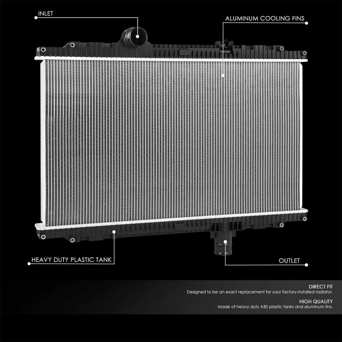 2-Row Aluminum Core Engine Cooling Radiator for Peterbilt 330/335 (2008–2010)