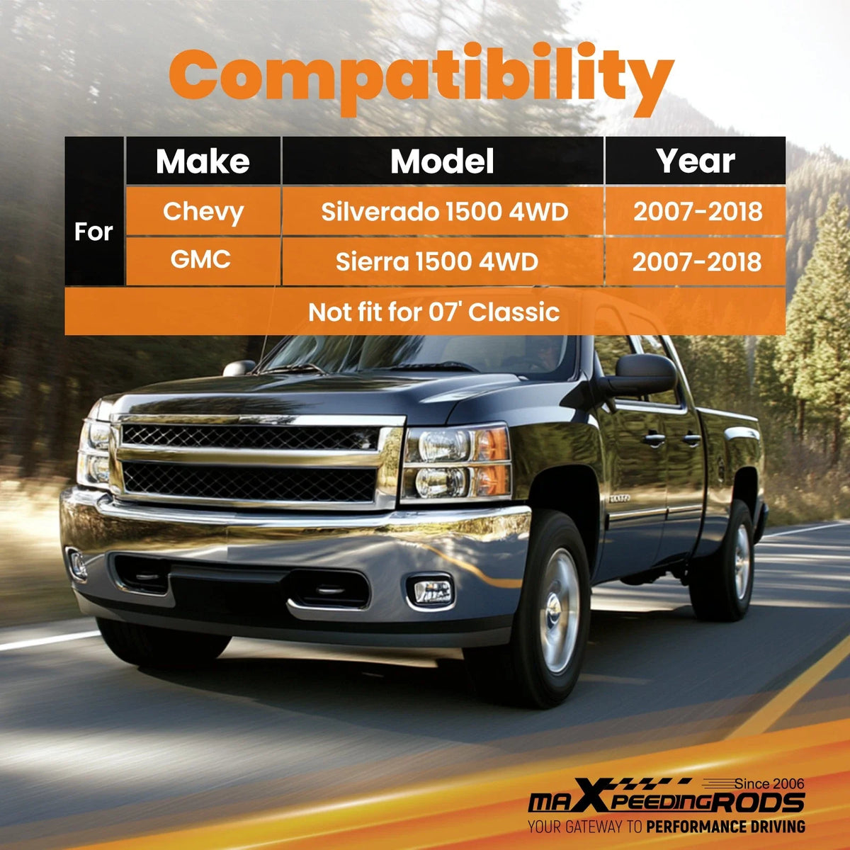 Rear Lift Kit Traction Bars for 1500 4WD Chevy Silverado Sierra (2007-2018)