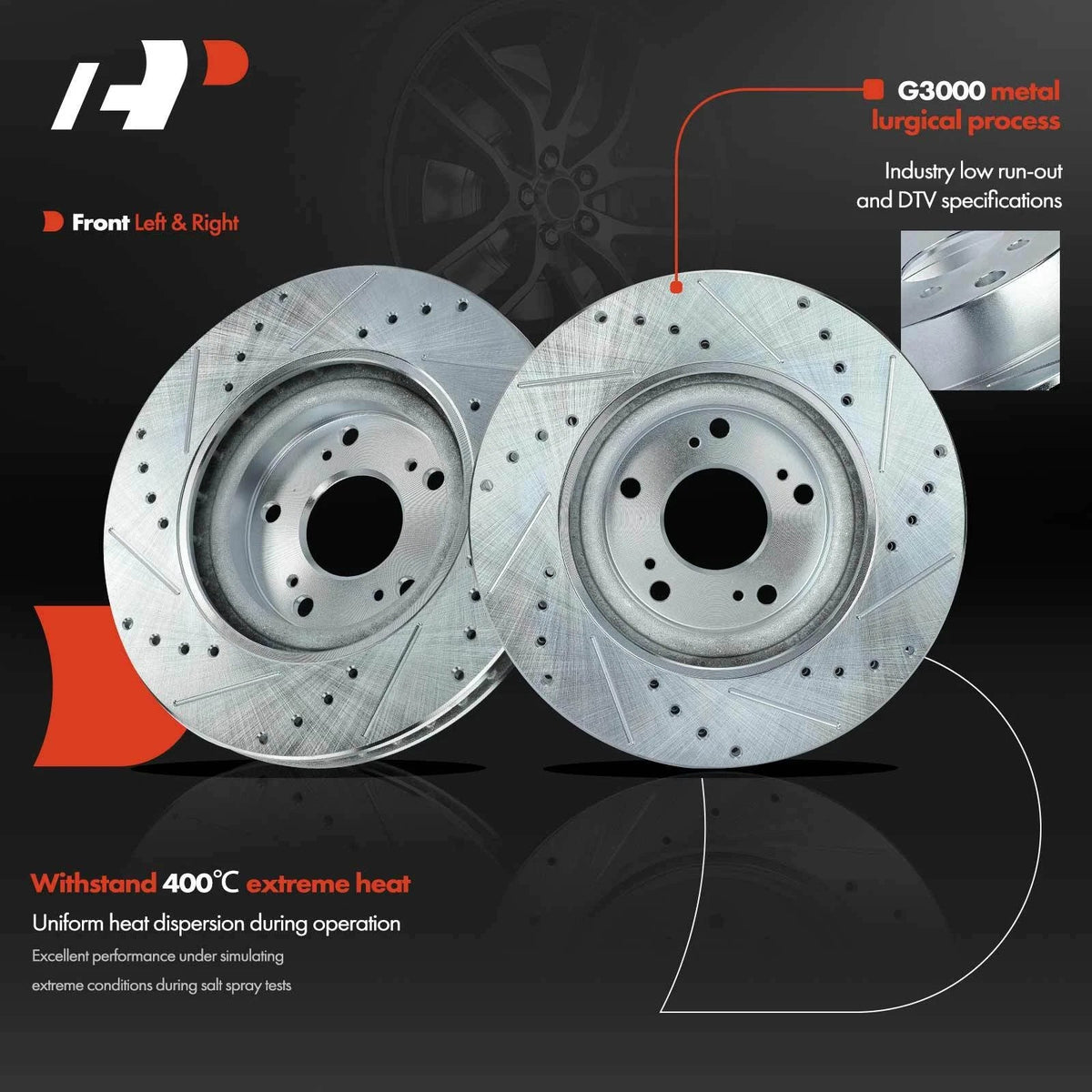 Front Brake Rotors Drilled for Honda Civic CR-V (2005-2006)