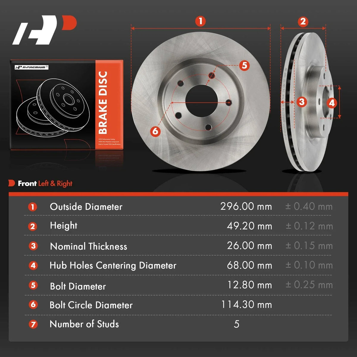 296mm Front Brake Rotors for Nissan Altima (2013–2023)