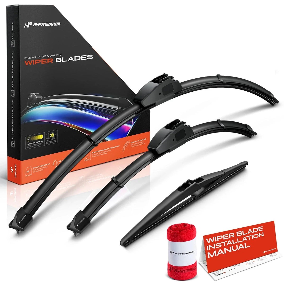 Set of 3 Windshield Wiper Blades for Nissan Rogue (2008–2013)