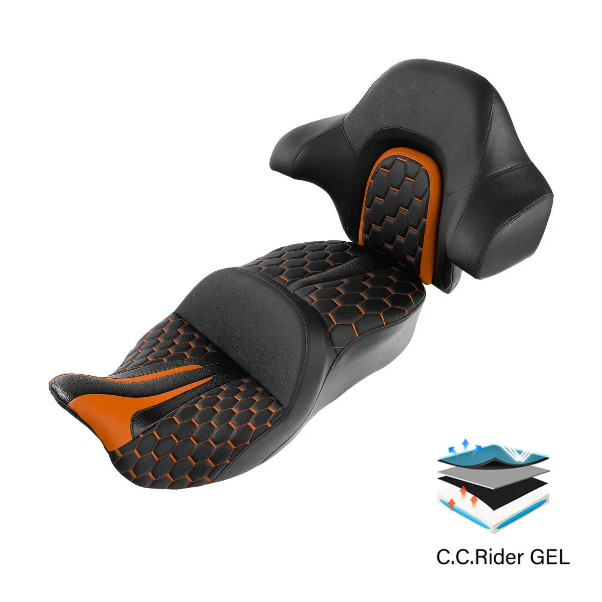 Backrest Gel Seat for Harley Road Glide (2014–2023)