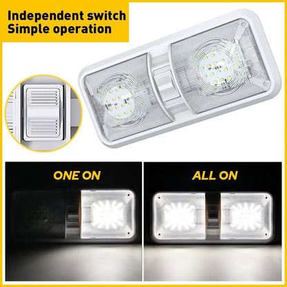 Double Dome LED Ceiling Fixture for 12V RV Camper Trailer