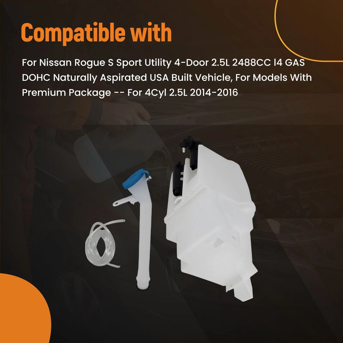 Front Fluid Reservoir for S/SL/SV Nissan Rogue 2.5L 2014-2016 289105HA5A White