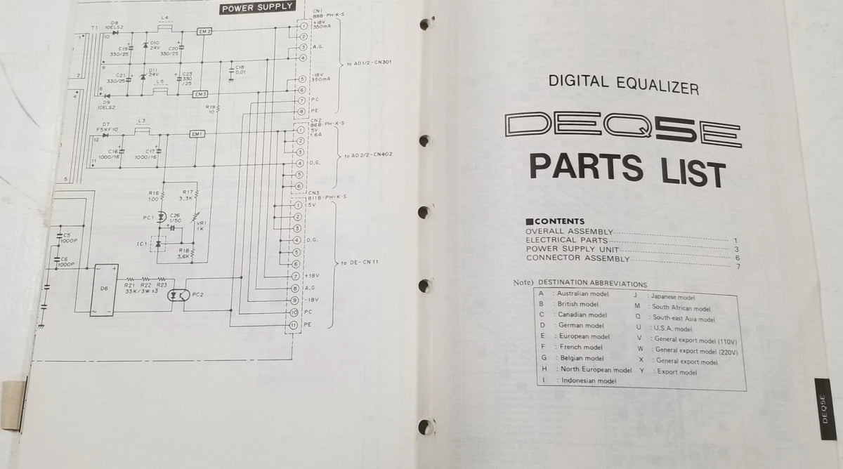 Digital Equalizer Service Manual for Yamaha DEQ5E (Vintage)