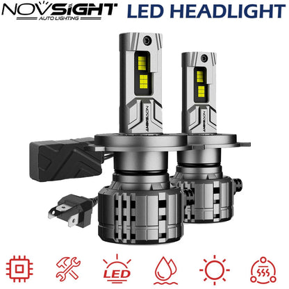LED Headlight Bulbs H4 (2X) - NOVSIGHT 6500K, 40000LM