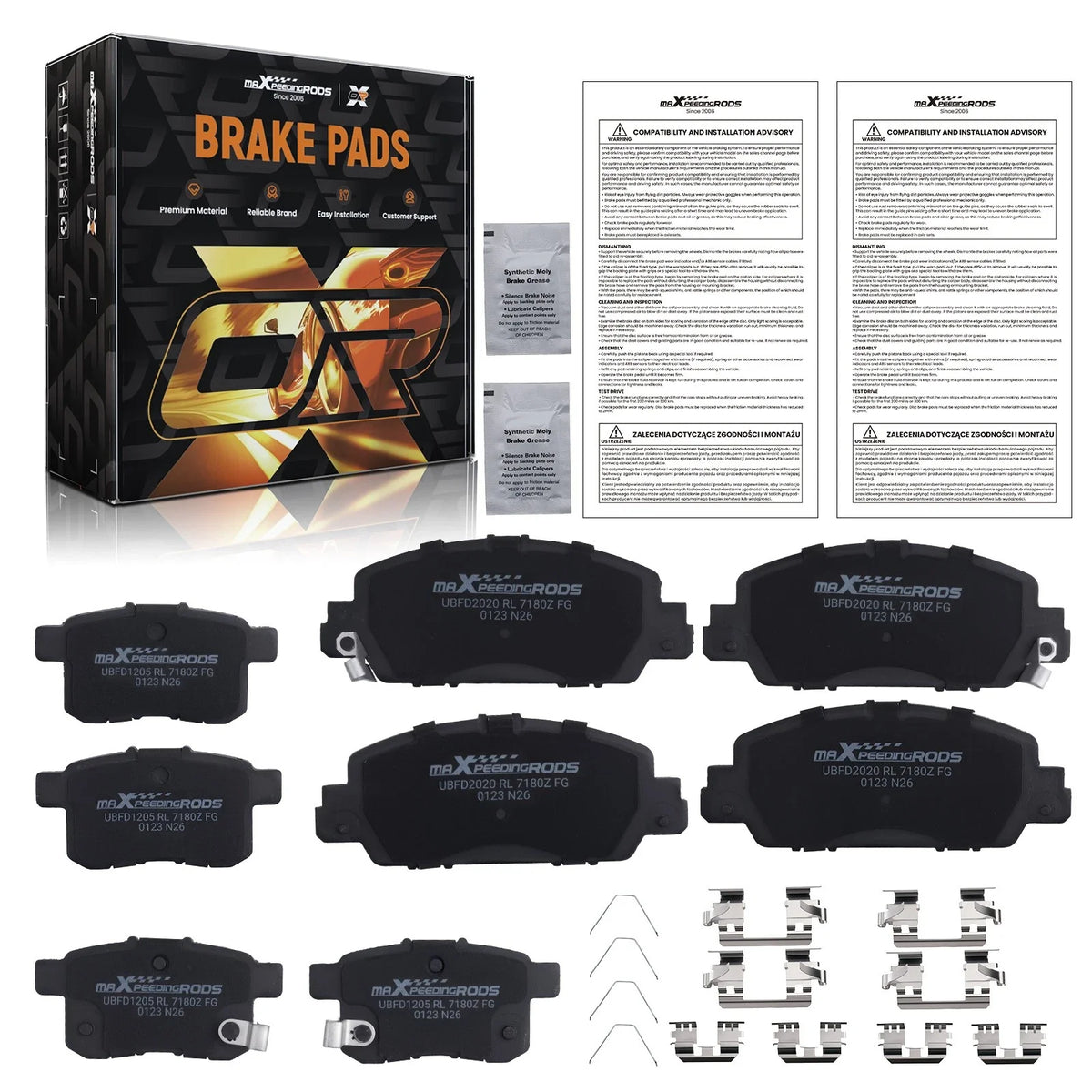 8pcs Ceramic Brake Pads Set for Honda Accord (2013–2017) EX EX-L Hybrid